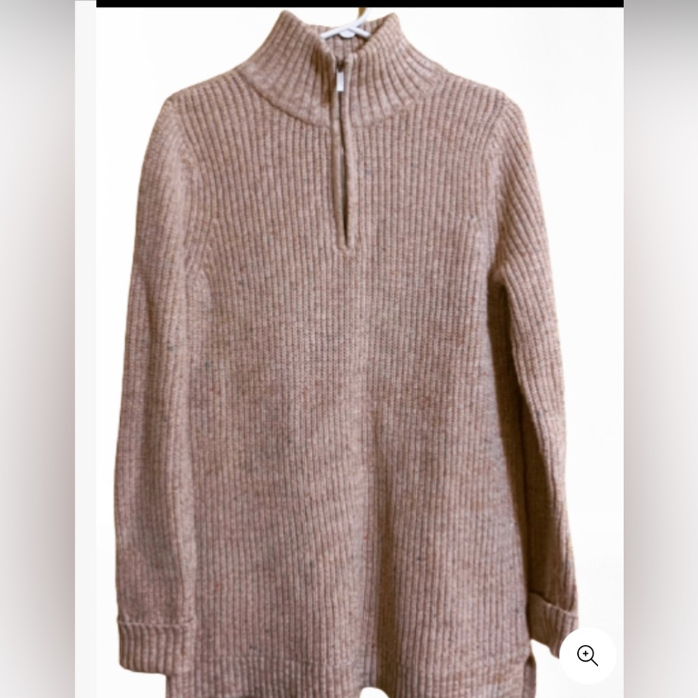 NWT Lands’ End Women’s Ivory Mock Neck Zip Pullover Sweater no tag